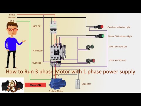 How to Run 3 phase Motor with 1 phase power supply | 3 phase motor | single phase motor