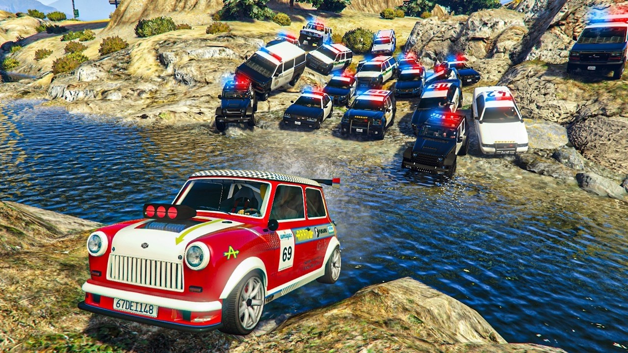 POLICIAS vs LADRONES! SALTO EL RIO!! - GTA 5 ONLINE