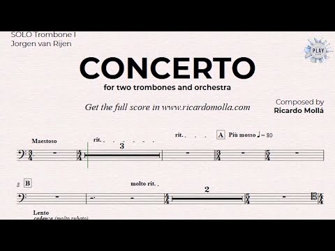 CONCERTO FOR TWO TROMBONES by R.Mollá (1st Trombone)👏 Without metronome & other instruments 👇
