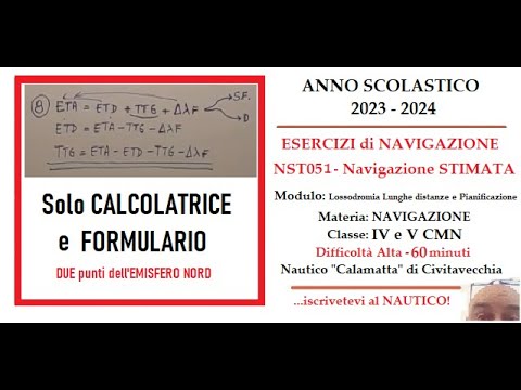 NST051 - Lossodromia lunghe distanze e PIANIFICAZIONE - Difficoltà ALTA - Esercizi di Navigazione