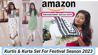 Amazon Festive Wear Kurti & Kurta Set Haul 2023 | #rakhispecial Kurtis || Krrish Sarkar