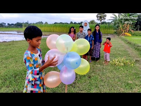 outdoor fun with Flower Balloon and learn colors for kids.