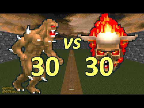 30 Imps vs 30 Lost Souls - Monster Infighting - Doom Retro Battles