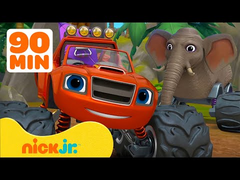 Blaze en de Monsterwielen | 90 MINUTEN vol junglereddingen & -transformaties van Blaze! 🐘 Met AJ