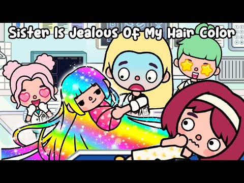 Sister Is Jealous Of My Hair Color 🌈💇‍♀️ Sad Story | Toca Life World | Toca Boca