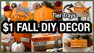 $1 FALL DIYS | DIY FALL DECOR USING DOLLAR GENERAL AND DOLLAR TREE ITEMS | TIER TRAY DIYS