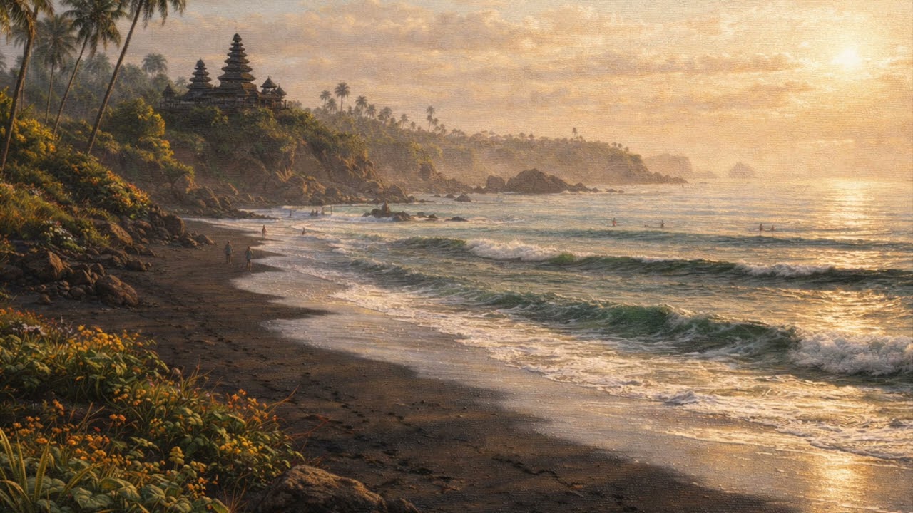 Tranquil Bali Beach Morning – Gallery Style Frame TV Art