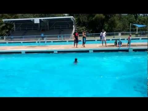 Fail back flip off diving board Video