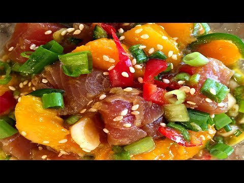 Ahi Tuna, Green Onion & Mango Poke (Po-kee)