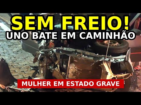 SEM FREIO! UNO BATE EM CAMINHÃO E DEIXA MULHER EM ESTADO GRAVE EM OURO FINO