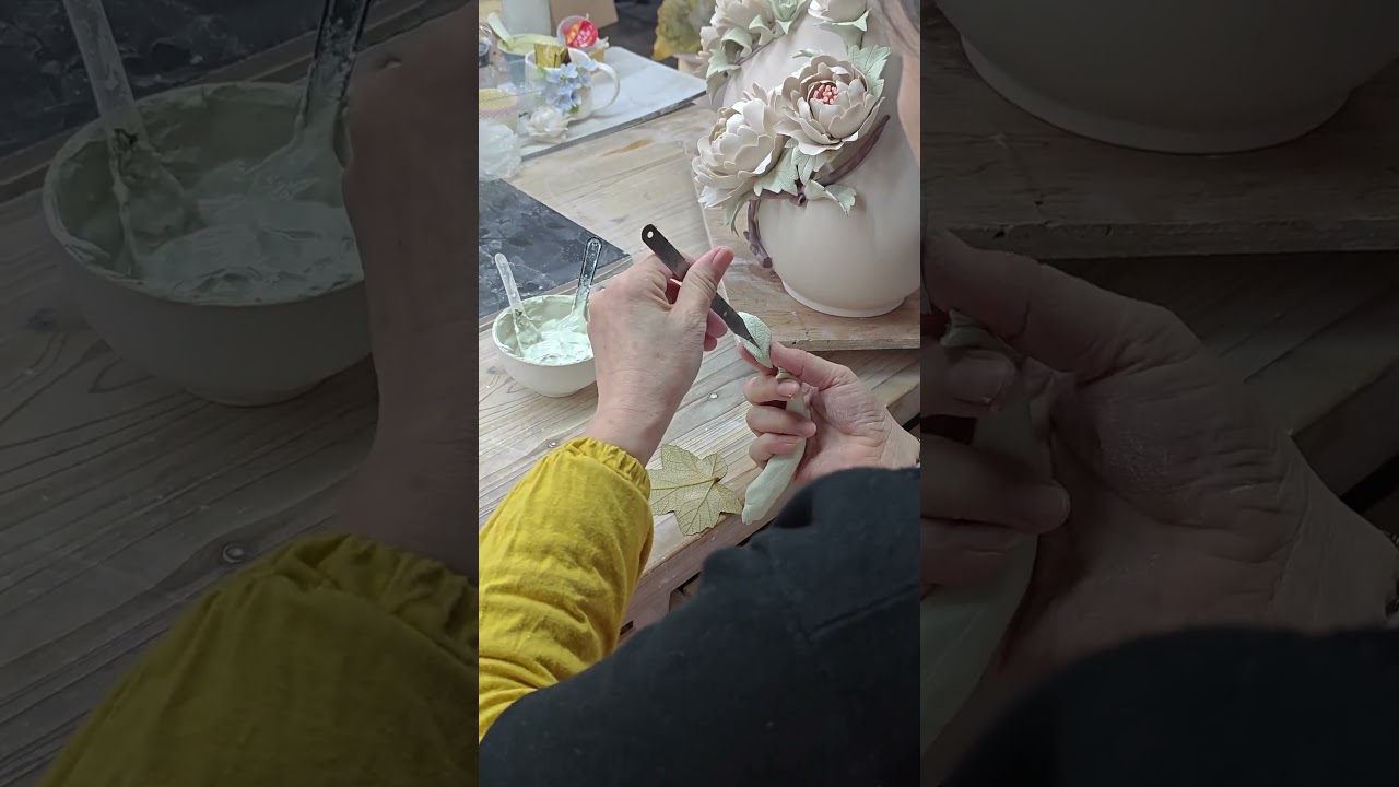 Handcrafting Ceramic Decorations with Real Leaf Texture