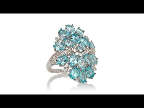 Victoria Wieck 8.44ct Apatite and White Zircon Floral Ri...