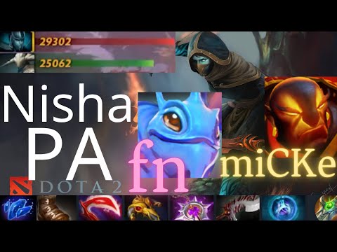 Nisha Phantom Assassin vs Sven, Pudge, Ember Spirit - Sven's only target - dota2