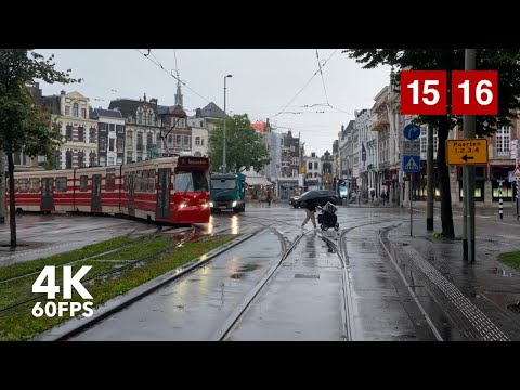 Rainy afternoon ride | 🚊 HTM Line 16-15 | 🇳🇱 The Hague | 4K Tram Cabview | Siemens Avenio