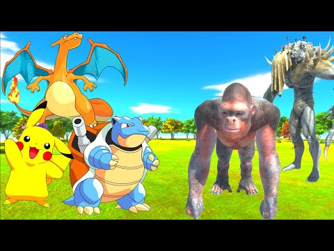 CHARIZARD & BLASTOISE & PIKACHU VS 3X PRIMATES & INFERNALS - ANIMAL REVOLT BATTLE SIMULATOR