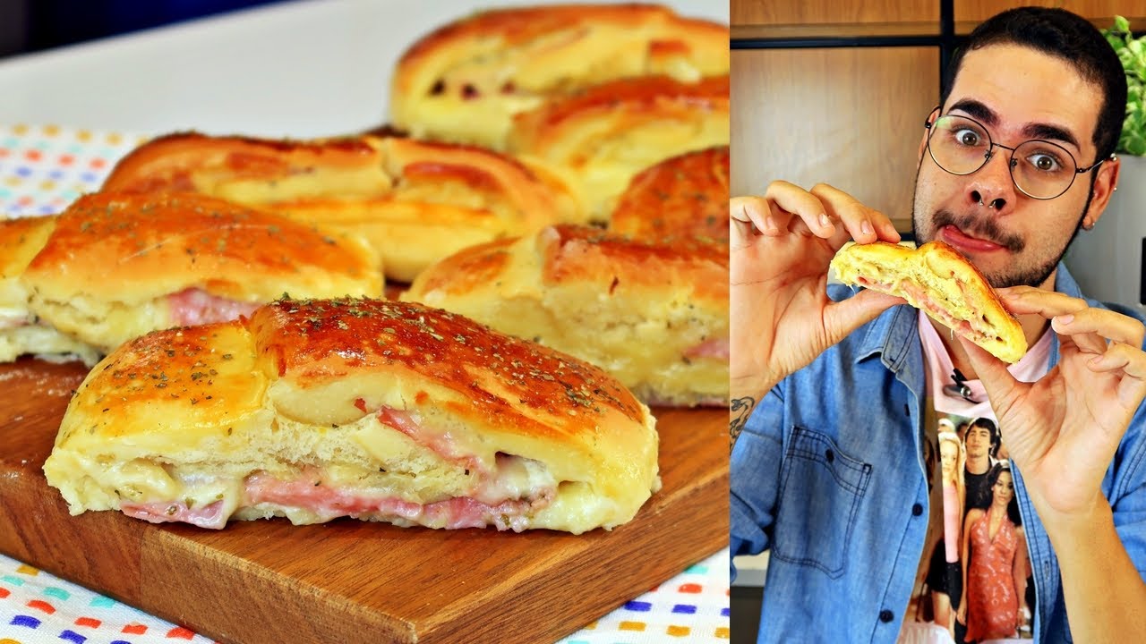 ENROLADINHO DE PRESUNTO E QUEIJO - JOELHO | MASSA BÁSICA PARA SALGADOS ASSADOS