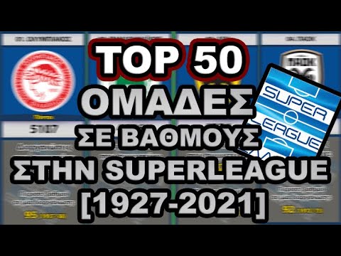 TOP50 ΟΜΑΔΕΣ ΣΕ ΒΑΘΜΟΥΣ ΣΤΗΝ SUPERLEAGUE (1927-2021)