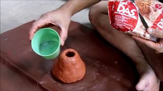 Make a clay volcano - membuat gunung dari clay