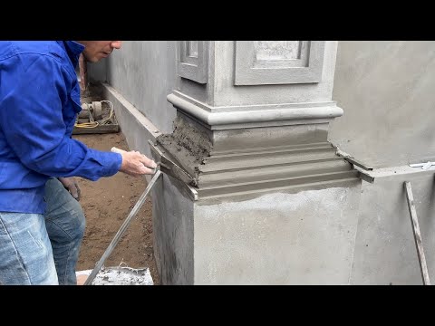 Amazing Construction Rendering Sand And Cement To The Column Foot   Building Step By Step