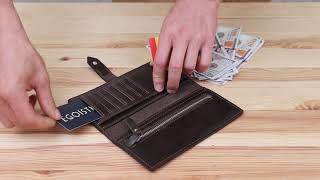 Шкіряне чоловіче глянсове портмоне Grande Pelle 11517 коричневе