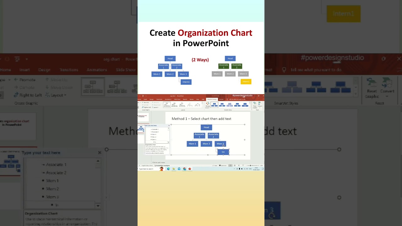 Create an organisation chart in PowerPoint - 2 easy ways #powerdesignstudio #smartart