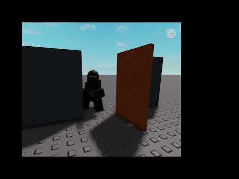 An animation of someone heavily geared up kicking open a door