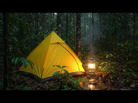 Night Forest Camping in Borneo – Tent & Campfire Ambience