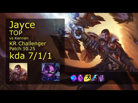 Jayce vs Kennen Top - KR Challenger 7/1/1 Patch 10.25 Gameplay // [롤] 제이스 vs 케넨 탑