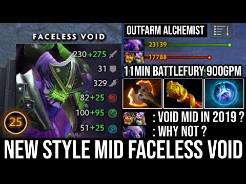 NEW Meta Faceless Void Mid 11Min Battlefury | WTF Outfarm Alchemist + Insane 90% Bash 26Kills DotA 2