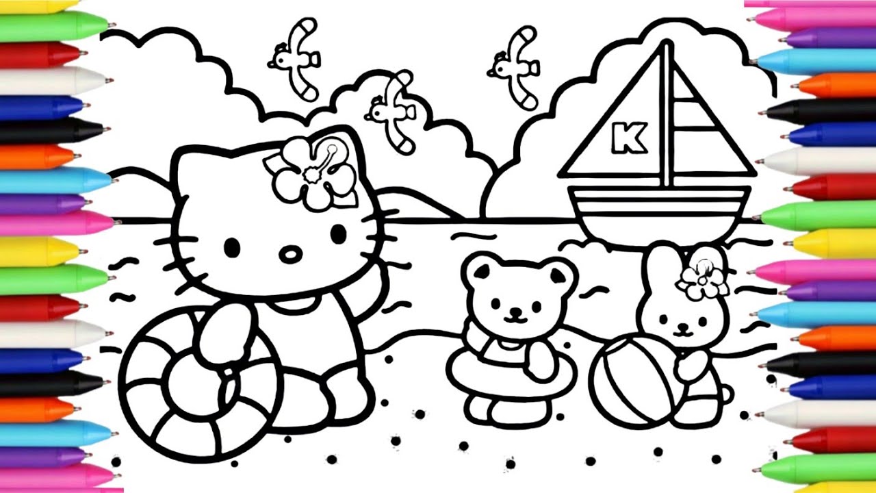 Hello Kitty cartoon Coloring page,kids cartoon coloring pages,