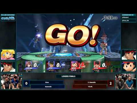 Cyclone 1 - Orex + Kazerole vs Awestin + Y.b.M. - Losers Finals Smash 4