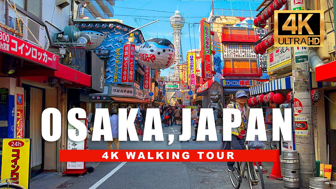 Immersive street-level walking tour through Osaka, Japan, showcasing authentic urban landscapes, local architecture, and the vibrant atmosphere of the city's neighborhoods