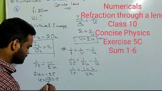 Numericals on Refraction through a lens class 10 icse || Concise Physics || Selina || lens formula
