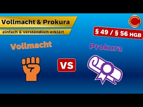 Handlungsvollmacht und Prokura // § 49 HGB // § 56 HGB - 👨🏼‍🎓 EINFACH ERKLÄRT 👩🏼‍🎓