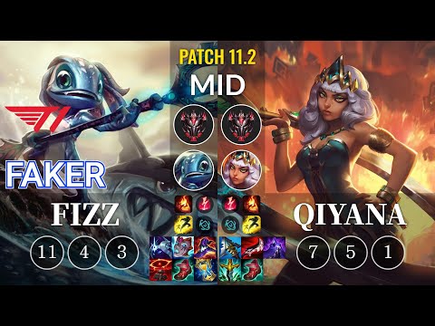 T1 Faker Fizz vs Qiyana Mid - KR Patch 11.2