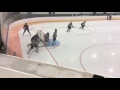 Hockey goalie in a college scrimmage 