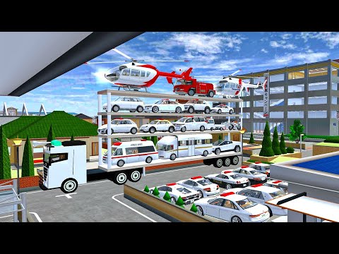 ALL POLICE CAR - OVERSIZED CARS TRANSPORT WITH FOUR LEVEL TRAILER TRUCK AT POLICE KOBAN - Sakura 🚍🚔