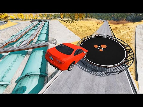 Car vs Trampoline Jumping - BeamNG Drive - 2022