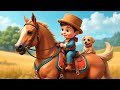 A Little Boy And Dog Horse Riding Cartoon Zone