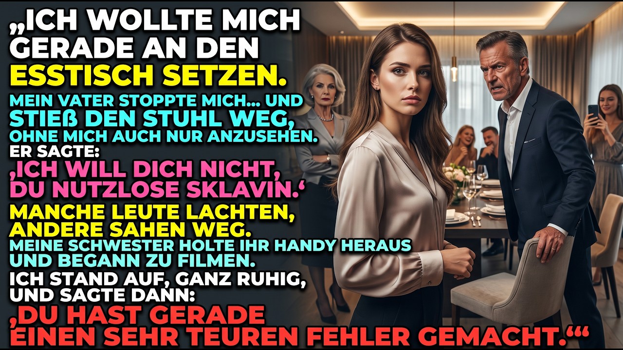 MEIN VATER SCHOB MEINEN STUHL BEI EINEM FAMILIENESSEN WEG UND SAGTE: „ICH SITZE NICHT NEBEN EINEM NUTZLOSEN KIND“… ER WUSSTE NICHT, DASS ICH DIE EINZIGE PERSON WAR, DIE SEIN UNTERNEHMEN NOCH RETTEN KONNTE