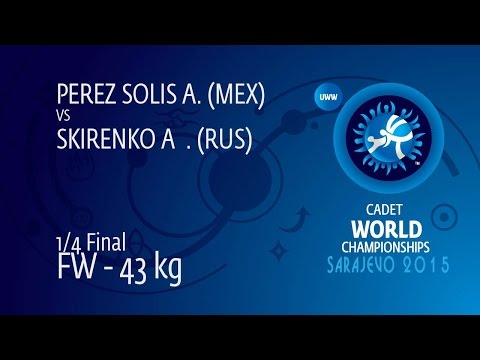 1/4 FW - 43 kg: A. PEREZ SOLIS (MEX) df. A. SKIRENKO (RUS) by FALL, 2-8