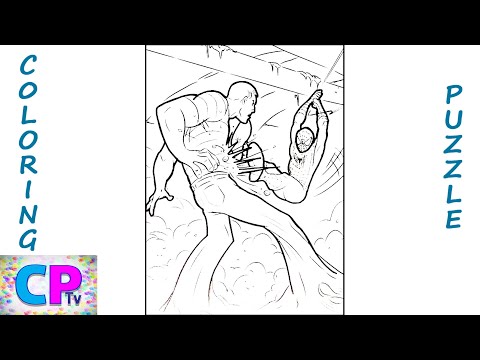 Spiderman vs Sandman Coloring and Puzzle, Superhero Defeats the Villain, Coloring Pages Tv