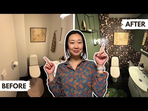 RENTER-FRIENDLY Half Bath Makeover on a budget with Temu | Cozy Fall Redecorating in 🇫🇮FINLAND