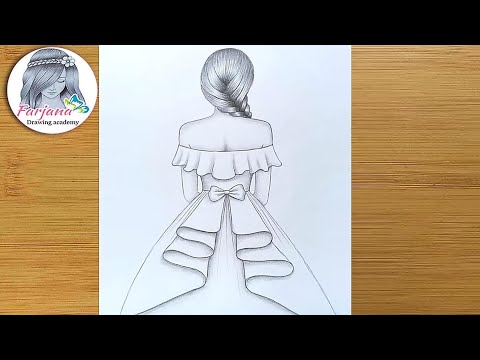 How to draw a girl with beautiful dress for beginners ...
