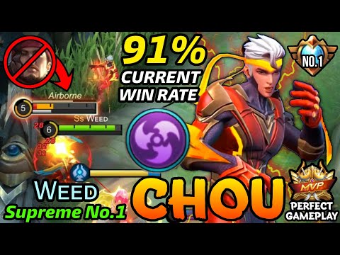 91% Current Win Rate Chou Thunderfist Perfect Offlaner!! - Supreme UAE No.1 Chou Wᴇᴇᴅ - MLBB