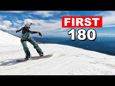 Teaching Snowboarder First Frontside 180 On a Jump