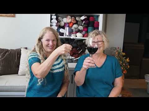 Wool and Wine - Three friends and just two of us today sharing our knitting projects and a good wine
