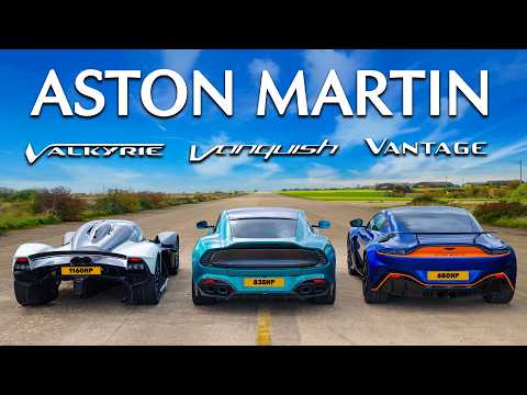 Thumbnail for Aston Martin Valkyrie v Vanquish v V12 Vantage: DRAG RACE by Aston Martin