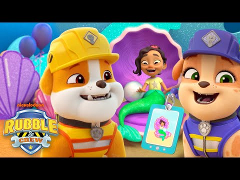 Rubble Builds a Mermaid Tail for a Birthday Party! w/ Mix, Wheeler & Charger | Rubble & Crew