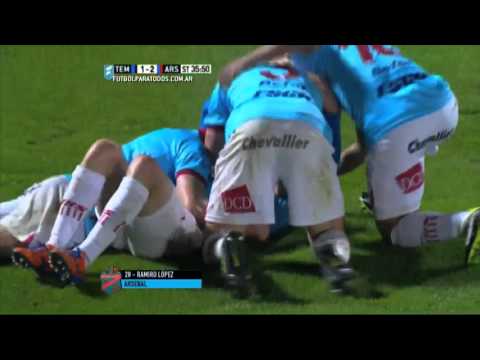 Gol de López. Temperley 1 - Arsenal 2. Fecha 26. Primera División 2015. FPT.